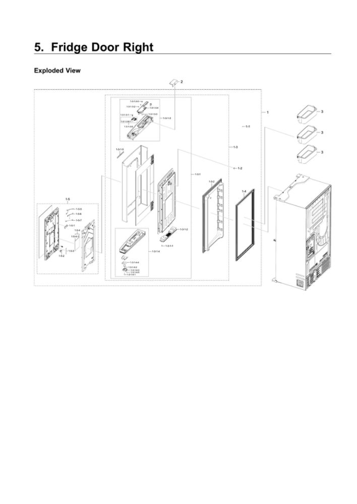 Right Refrigerator Parts Diagram and Parts List for RF22NPEDBSR AA-03 Samsung Refrigerator