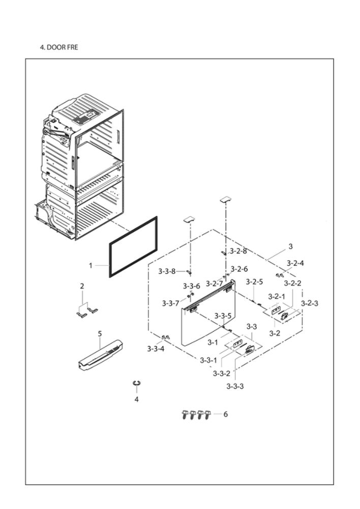 Freezer Door Parts Diagram and Parts List for RF25HMEDBSR AA-13 Samsung Refrigerator