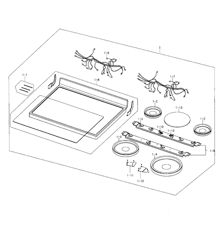 Cooktop Assy Diagram and Parts List for NE597R0ABSR AA-0001 Samsung Range