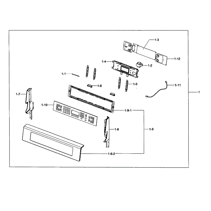 Control Panel Diagram and Parts List for NE595N0PBSR AA-01 Samsung Range