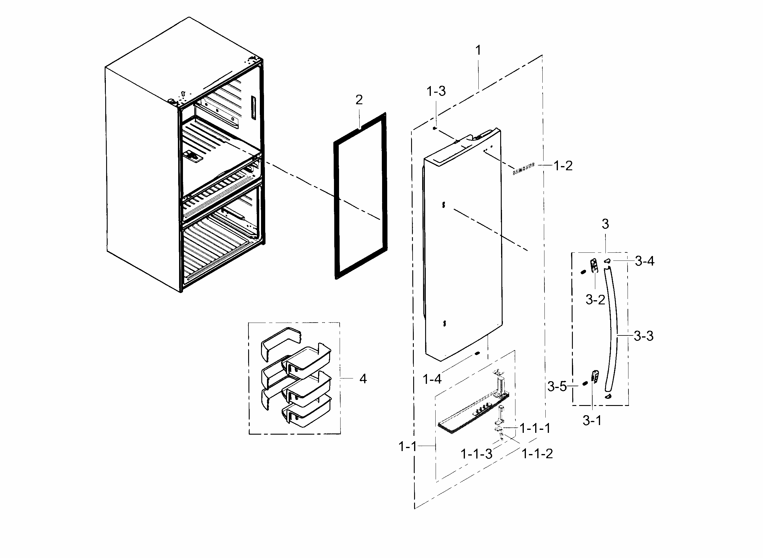 Refrigerator Door R Diagram and Parts List for RF31FMESBSR AA-0003 Samsung Refrigerator