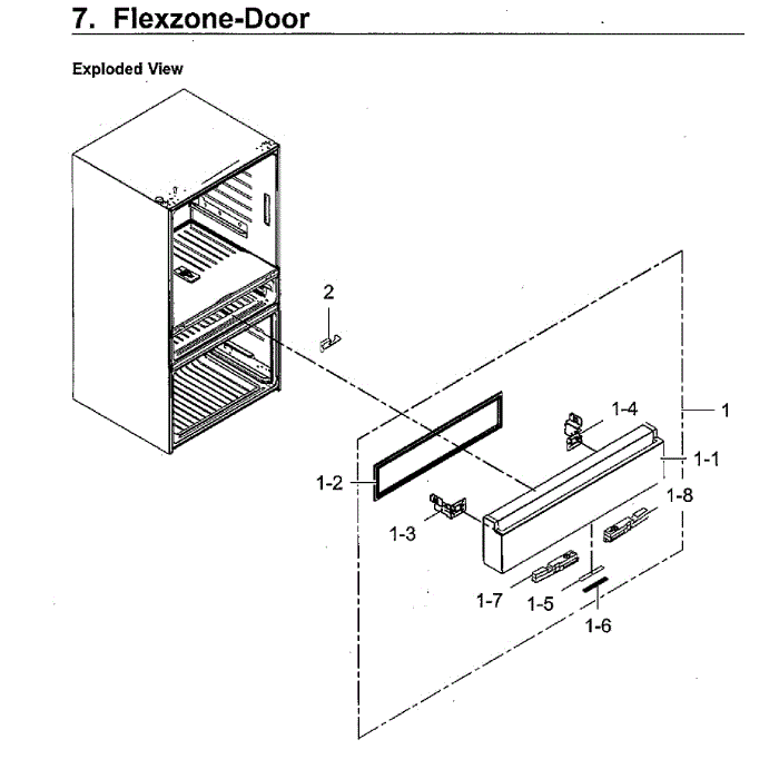 Flexzone Door Diagram and Parts List for RF23M8570SG AA-00 Samsung Refrigerator