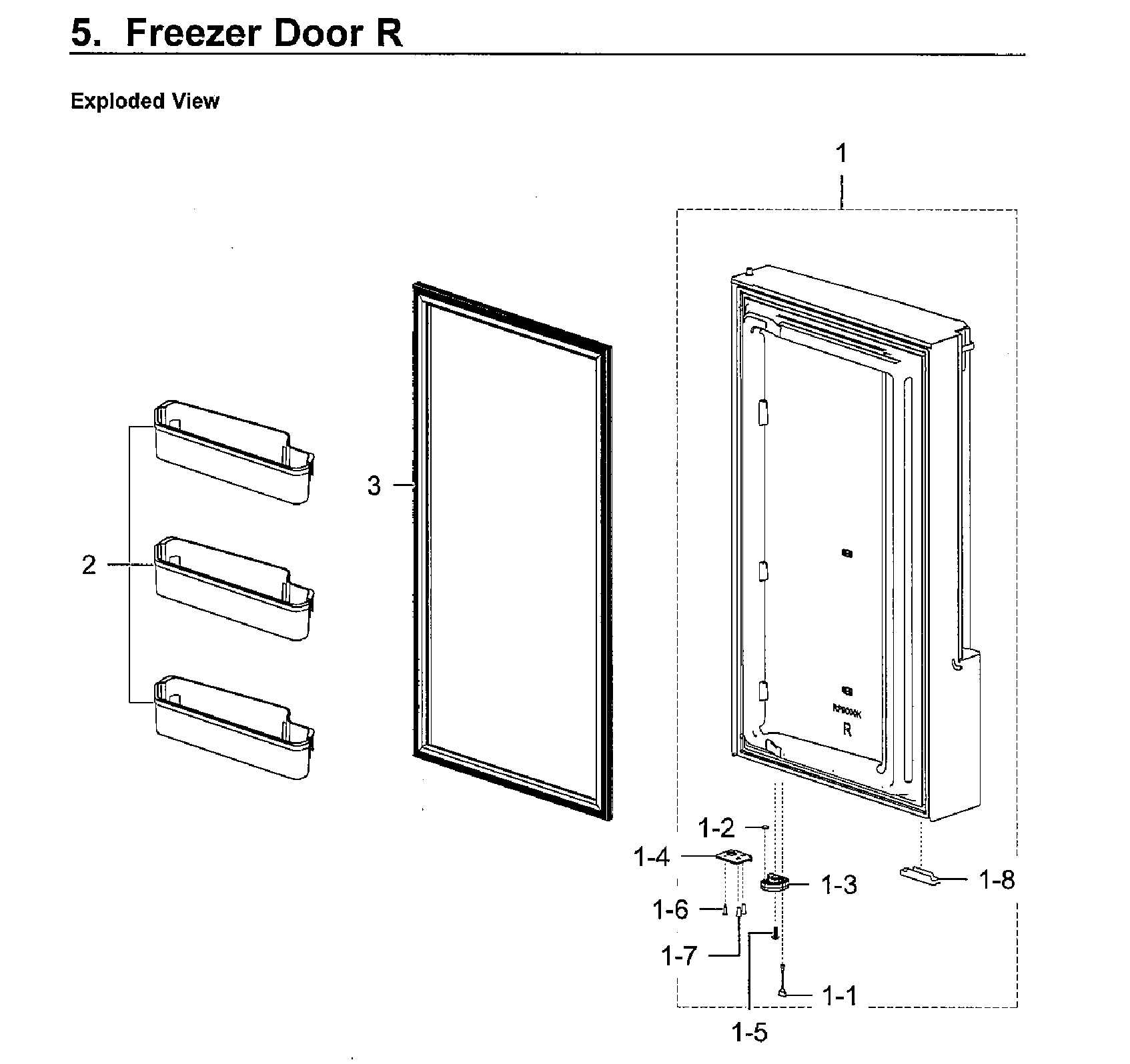 Freezer Door Rt Diagram and Parts List for RF28K9070SG AA-0002 Samsung Refrigerator