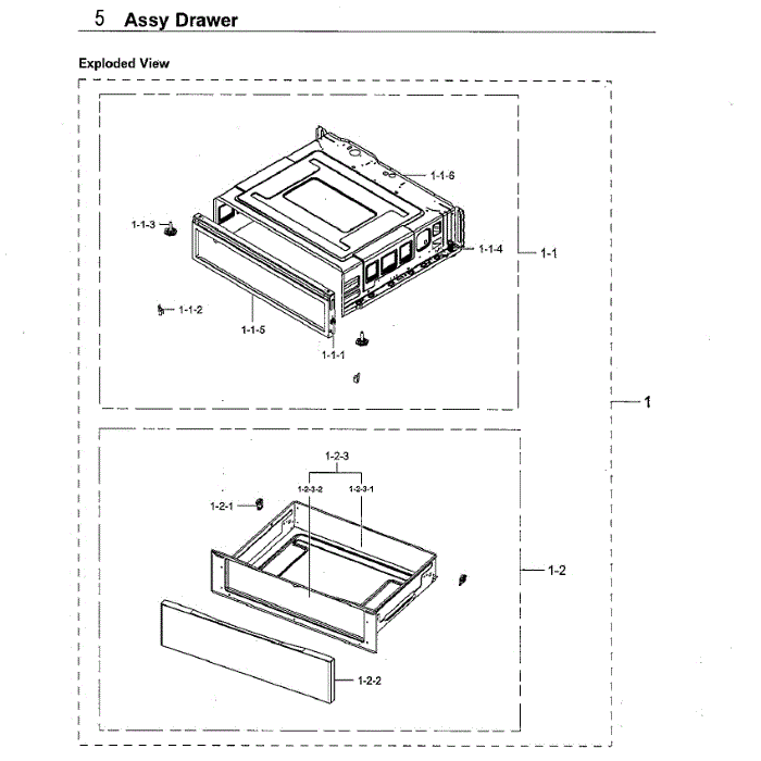 Drawer Diagram and Parts List for NE59M4310SB AA-00 Samsung Range