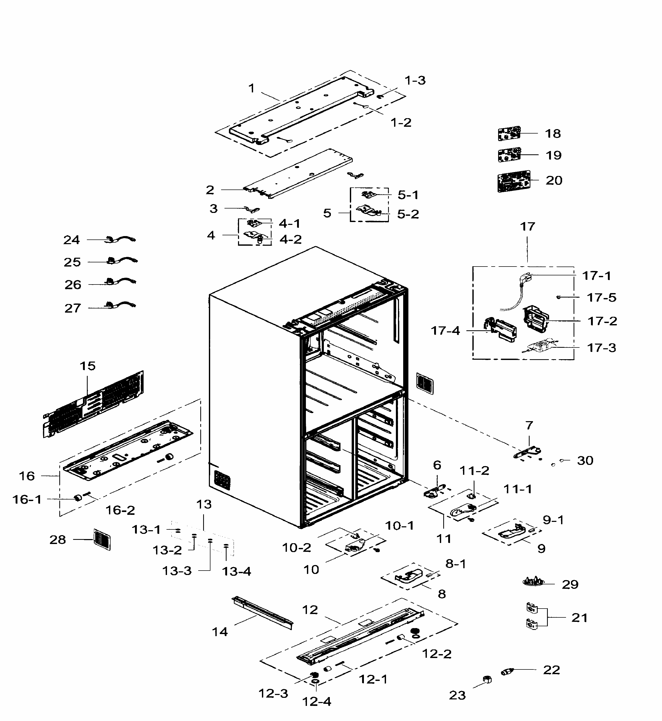Cabinet Diagram and Parts List for RF34H9960S4 AA-0003 Samsung Refrigerator