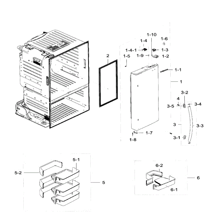 Right Door Diagram and Parts List for RF28HFEDBWW AA-06 Samsung Refrigerator