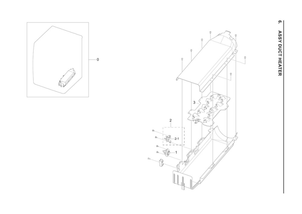 Heater Duct Assembly Diagram and Parts List for DVE45R6100V A3-00 Samsung Dryer