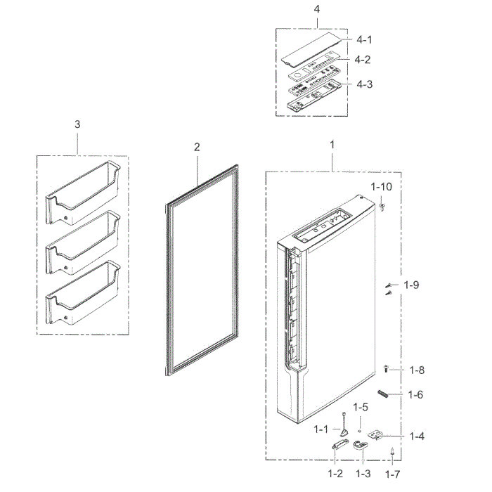 Freezer Door R Diagram and Parts List for RF24J9960S4 AA-02 Samsung Refrigerator