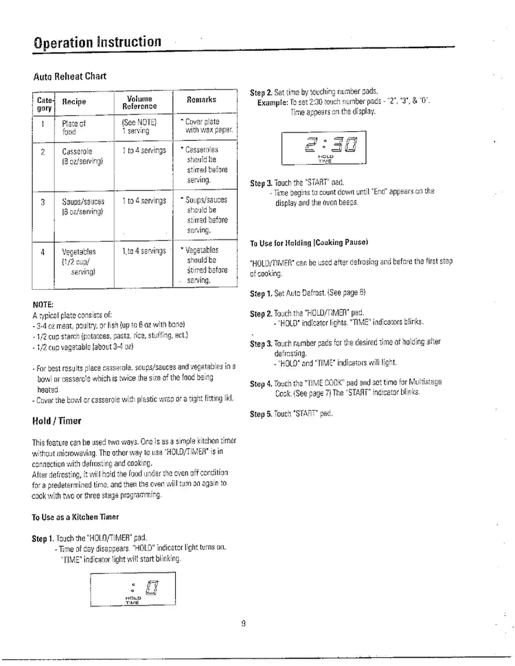 Operation Instruction Page 6 Diagram and Parts List for MW5330T XAA Samsung Microwave