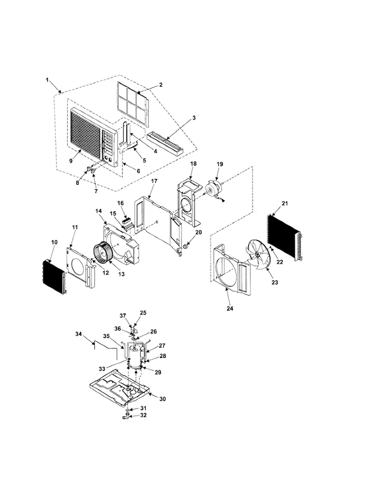 Chassis Assembly Diagram and Parts List for AW0510C XAA Samsung Air Conditioner