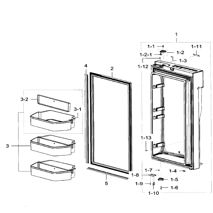 Fridge Door Rt Diagram and Parts List for RF32FMQDBSR AA-05 Samsung Refrigerator