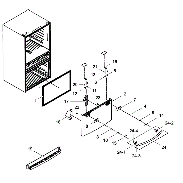 Freezer Door Diagram and Parts List for RF31FMESBSR AA-00 Samsung Refrigerator