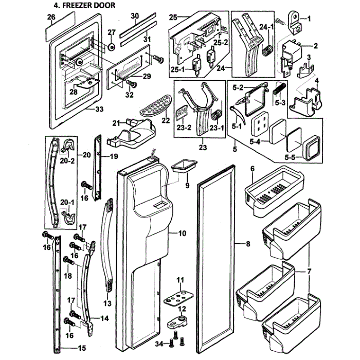 Left Door Diagram and Parts List for RS2578SH XAA-00 Samsung Refrigerator