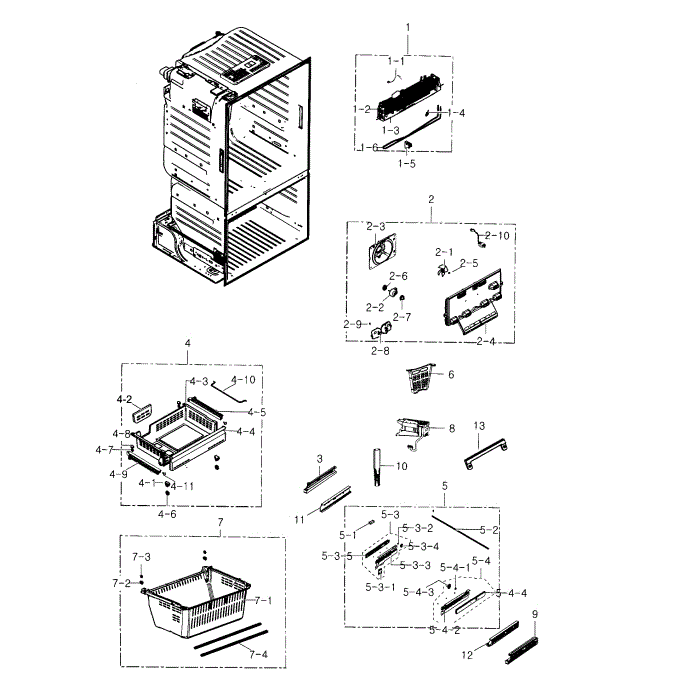 Freezer Diagram and Parts List for RF23HCEDBSR AA-02 Samsung Refrigerator