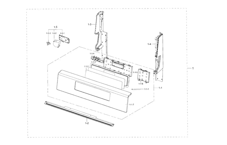 Control Panel Diagram and Parts List for NX58J7750SS AA-0000 Samsung Range