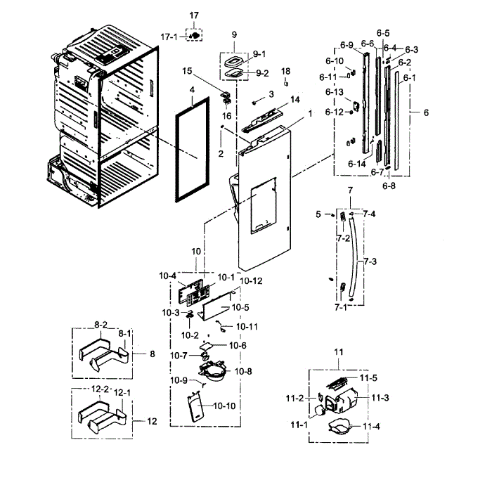 Left Door Diagram and Parts List for RF263BEAEBC AA-0001 Samsung Refrigerator
