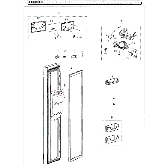 Freezer Door Diagram and Parts List for RS25J500DSG AA-01 Samsung Refrigerator