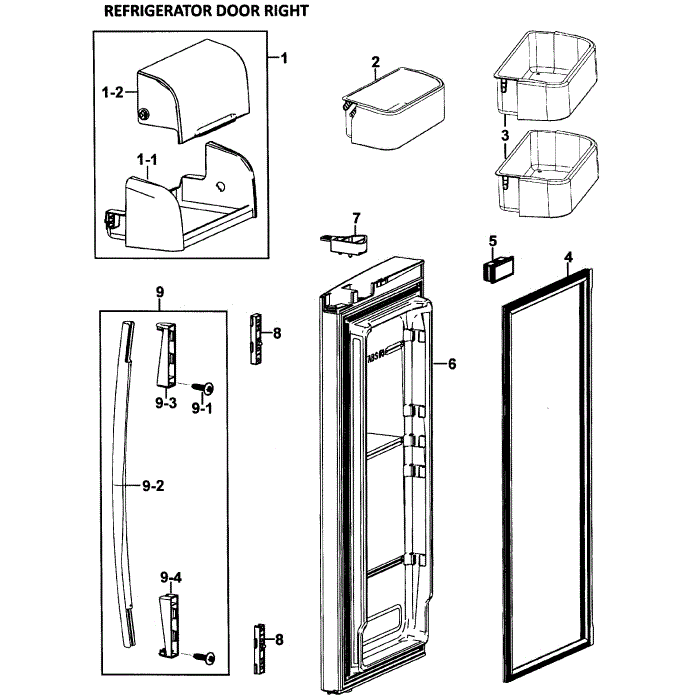 Right Door Diagram and Parts List for RF26VABWP XAA-00 Samsung Refrigerator