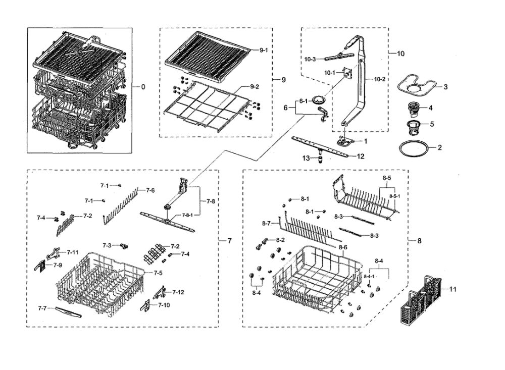 Wash Diagram and Parts List for DW80K7050UG AA-02 Samsung Dishwasher