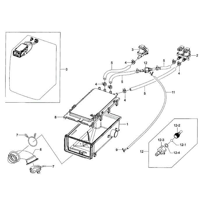 Drawer Housing Diagram and Parts List for WF363BTBEUF A2-01 Samsung Washer