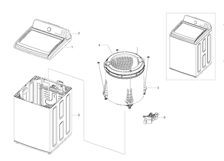Main Assy Diagram and Parts List for WA422PRHDWR AA-0000 Samsung Washer