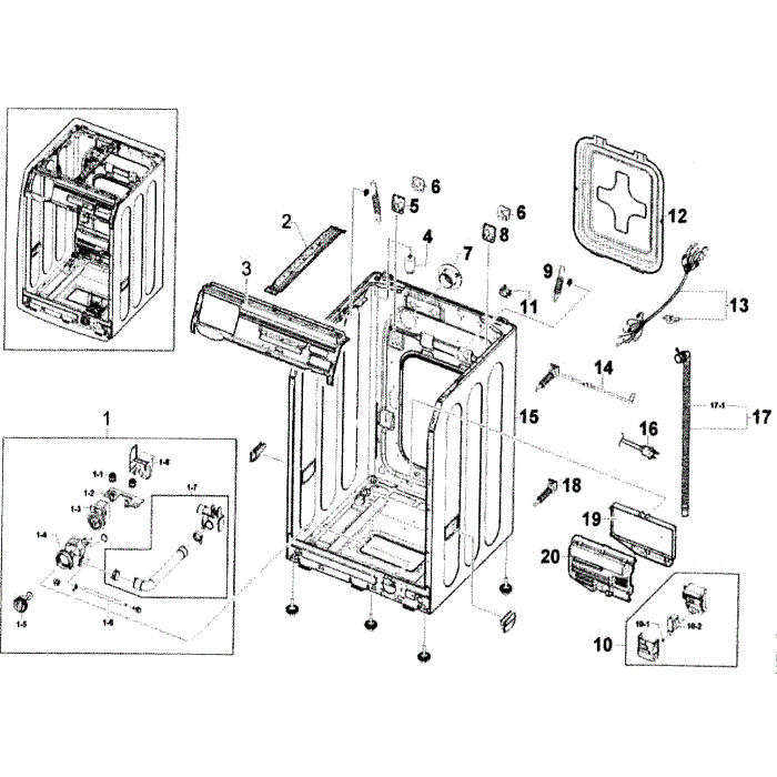 Cabinet Diagram and Parts List for WF350ANR XAA-00 Samsung Washer