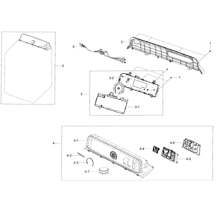 Control Panel Diagram and Parts List for WA40J3000AW A2-0001 Samsung Washer