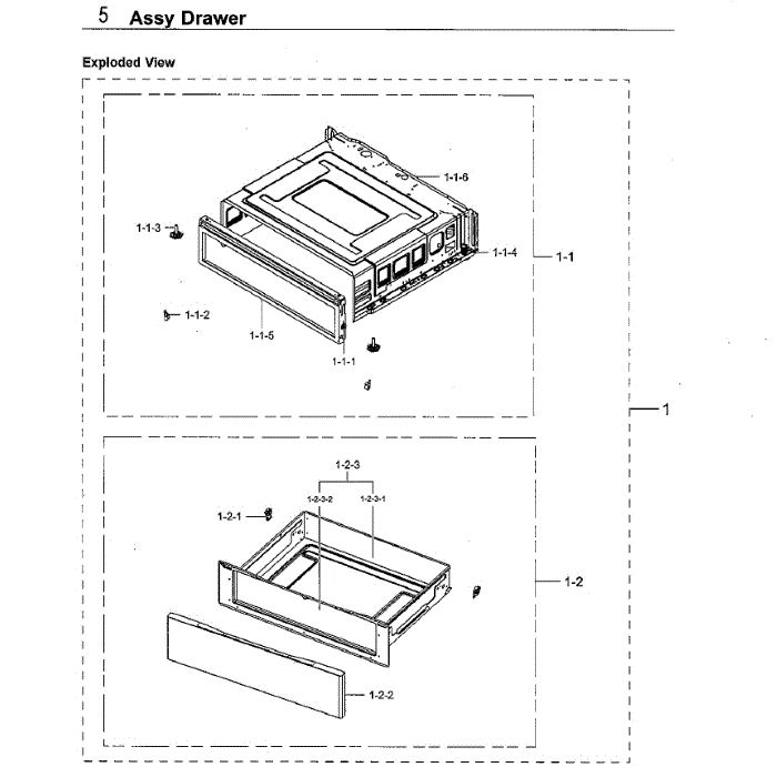 Drawer Diagram and Parts List for NE59M4310SS AA-00 Samsung Range