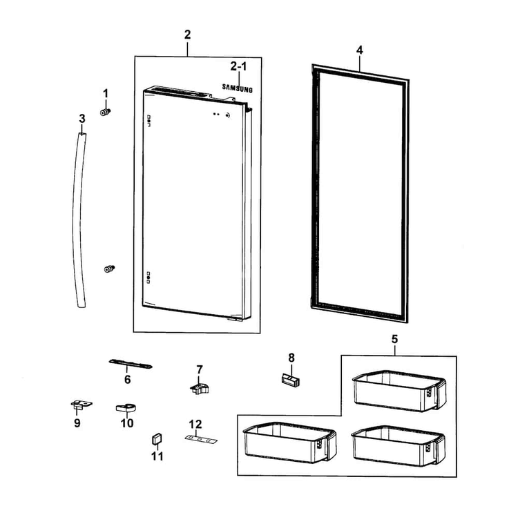 Refrigerator Door R Diagram and Parts List for RF4287HAPN XAA-0000 Samsung Refrigerator