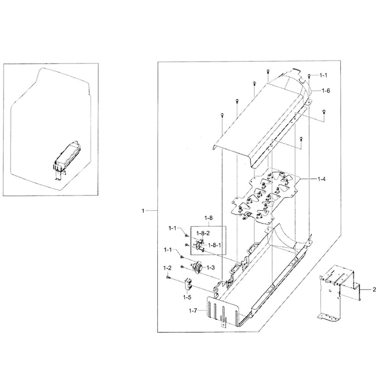 Heater Assy Diagram and Parts List for DV50F9A6EVW A2-0001 Samsung Dryer