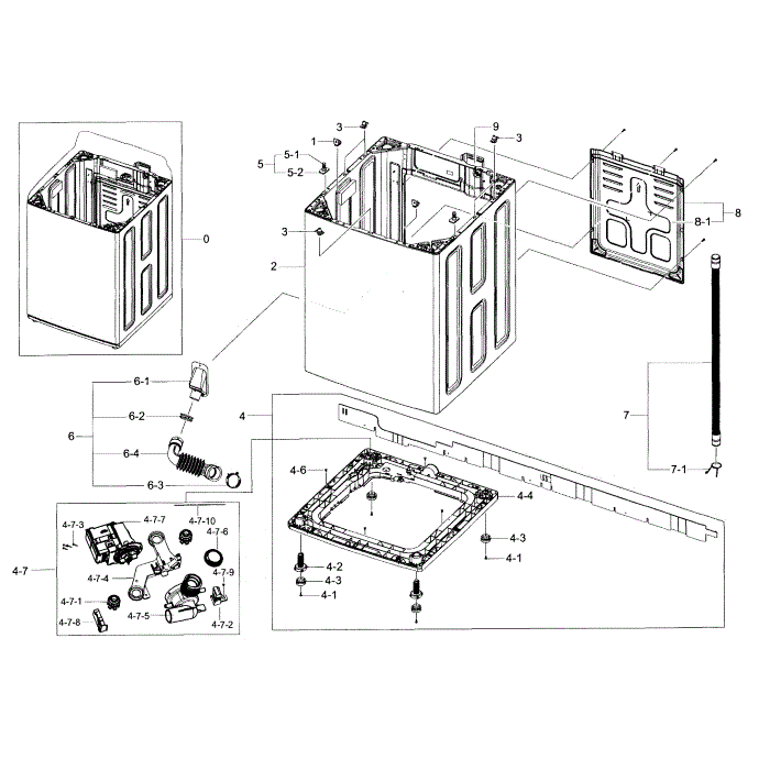 Frame Diagram and Parts List for WA400PJHDWR AA-02 Samsung Washer