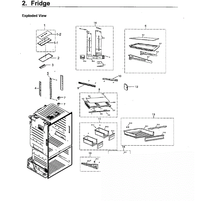 Fridge Diagram and Parts List for RF220NCTASG AA-00 Samsung Refrigerator