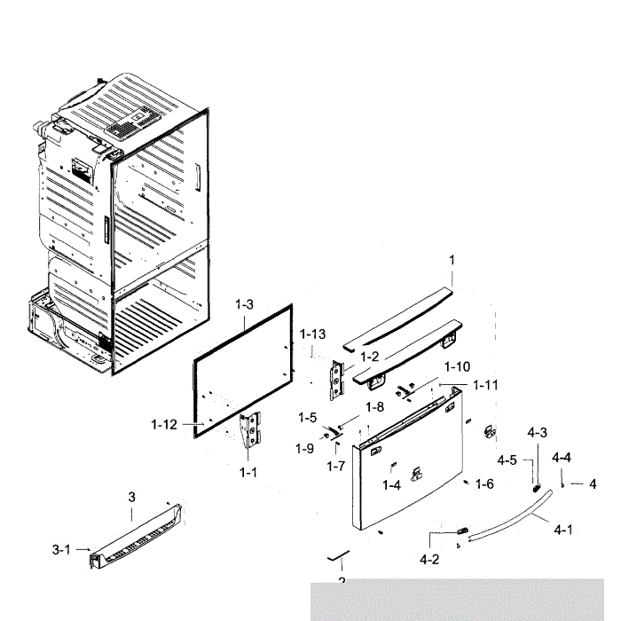 Freezer Door Diagram and Parts List for RF28HFEDBBC AA-05 Samsung Refrigerator