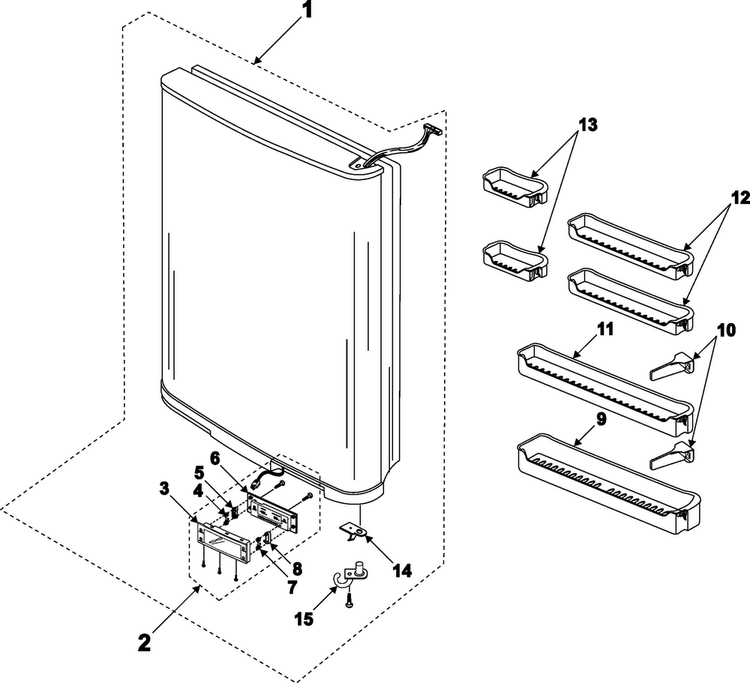 Refrigerator Door Diagram and Parts List for RB1855BB XAA Samsung Refrigerator