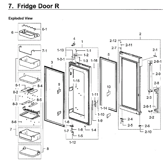 Fridge Door R Diagram and Parts List for RF28K9380SR AA-02 Samsung Refrigerator
