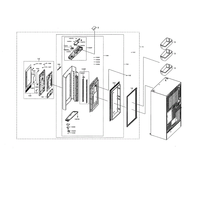 Right Fridge Door Diagram and Parts List for RF22N9781SR AA-00 Samsung Refrigerator