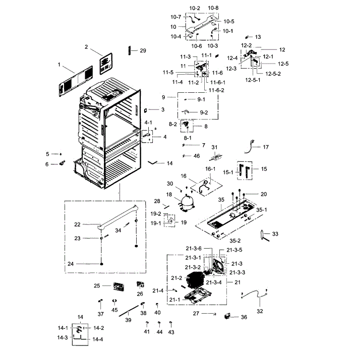 Cabinet Diagram and Parts List for RF4287HABP XAA-03 Samsung Refrigerator