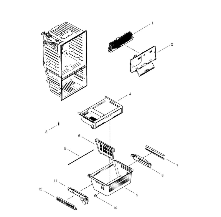 Freezer Diagram and Parts List for RFG296HDPN XAA-0001 Samsung Refrigerator
