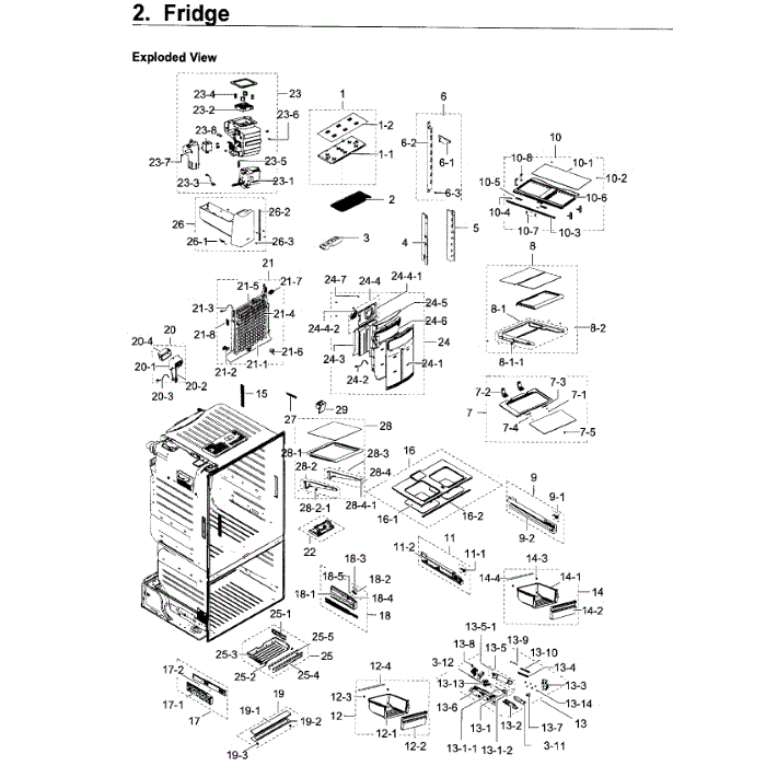 Fridge Diagram and Parts List for RF23HTEDBSR AA-07 Samsung Refrigerator