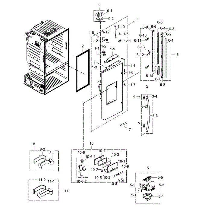 Fridge Door L Diagram and Parts List for RF28HFEDBSR AA-00 Samsung Refrigerator
