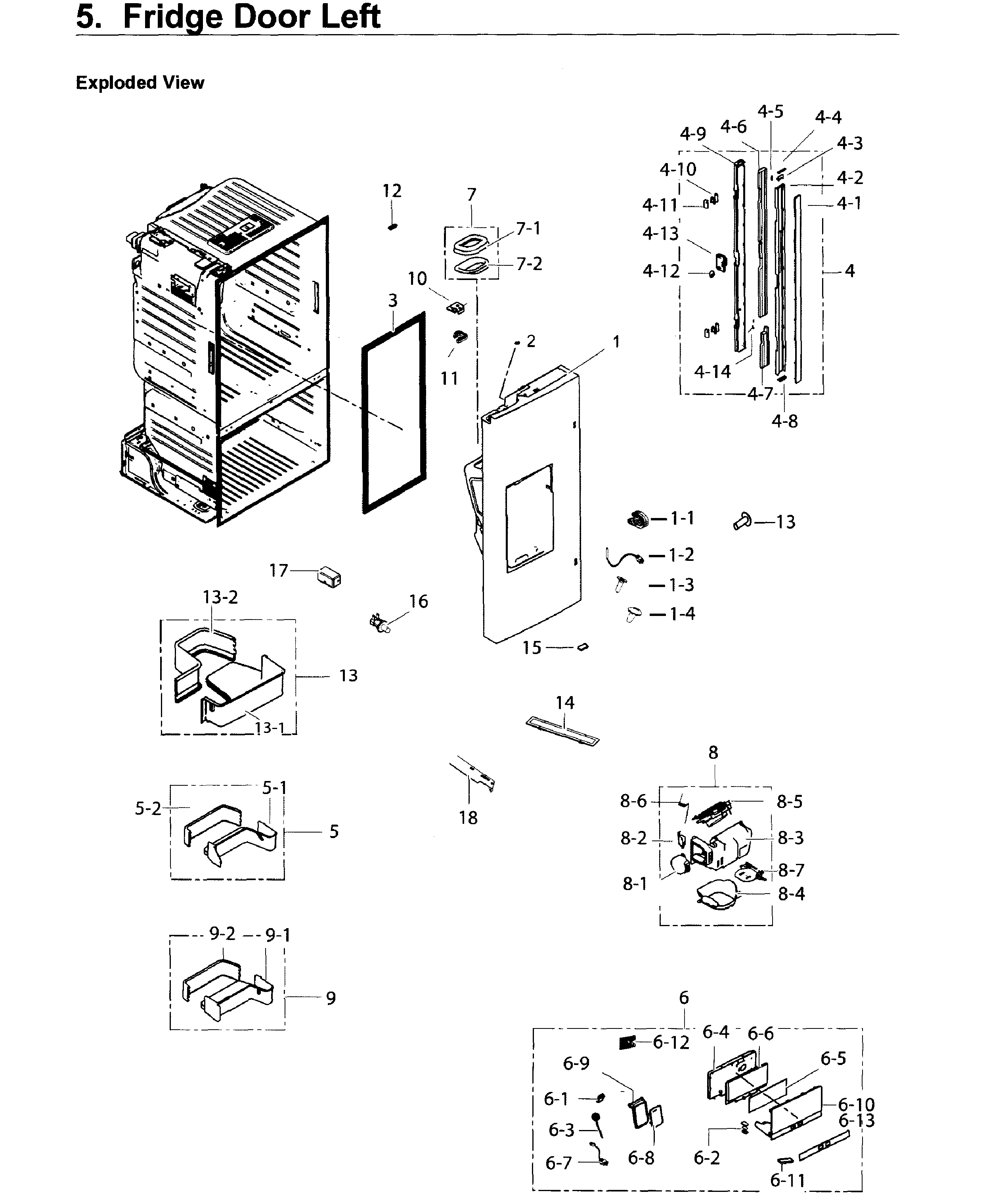 Fridge Door L Diagram and Parts List for RF26J7500BC AA-0003 Samsung Refrigerator