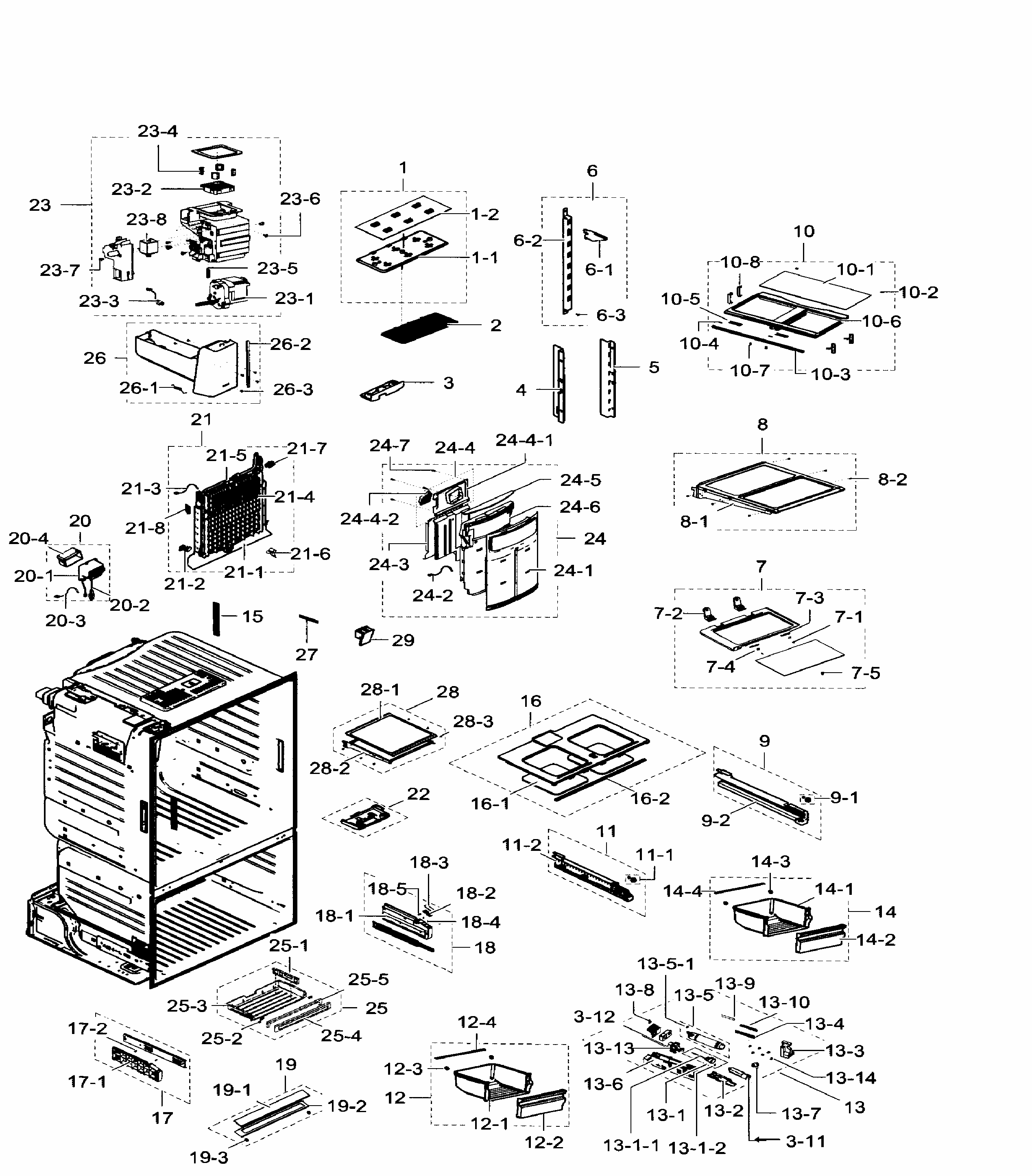 Fridge Diagram and Parts List for RF23HTEDBSR AA-0006 Samsung Refrigerator