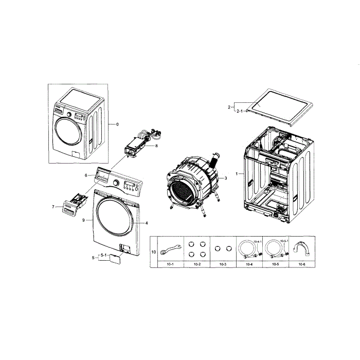 Main Assembly Diagram and Parts List for WF330ANB XAA-05 Samsung Washer