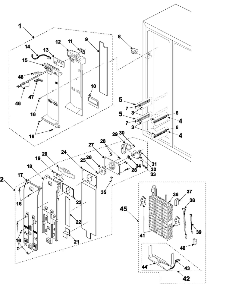 Freezer Compartment Diagram and Parts List for RS2544SL XAA Samsung Refrigerator