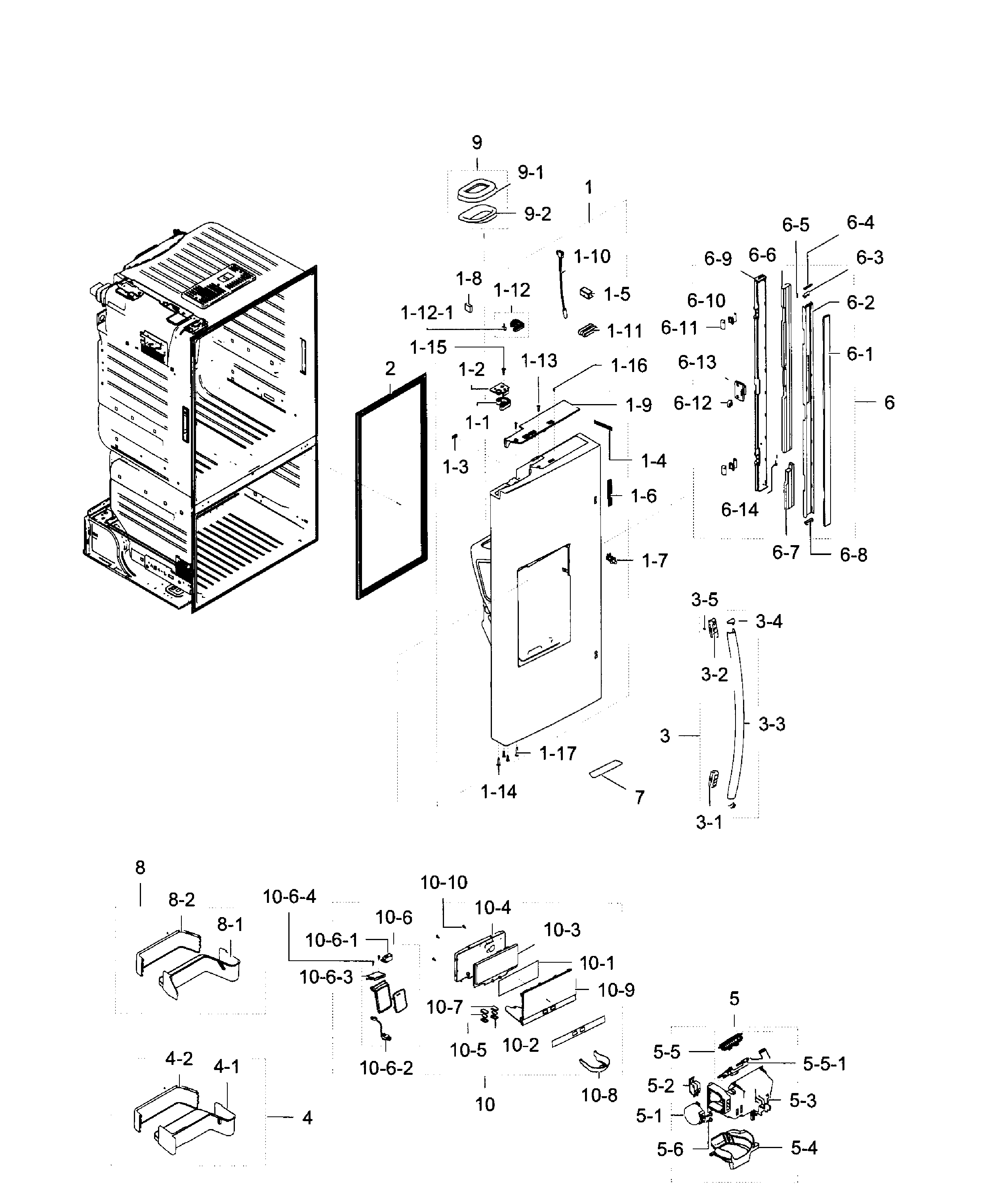 Fridge Door L Diagram and Parts List for RF28HFEDBSR AA-0007 Samsung Refrigerator