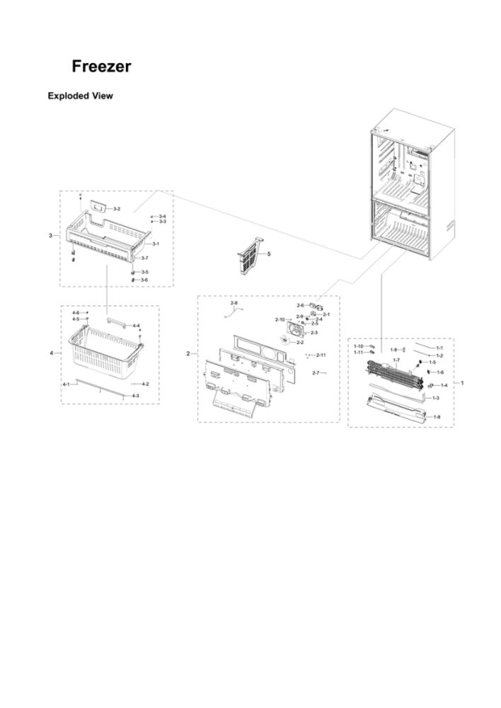 Freezer Parts Diagram and Parts List for RF23R6201SG AA-50 Samsung Refrigerator
