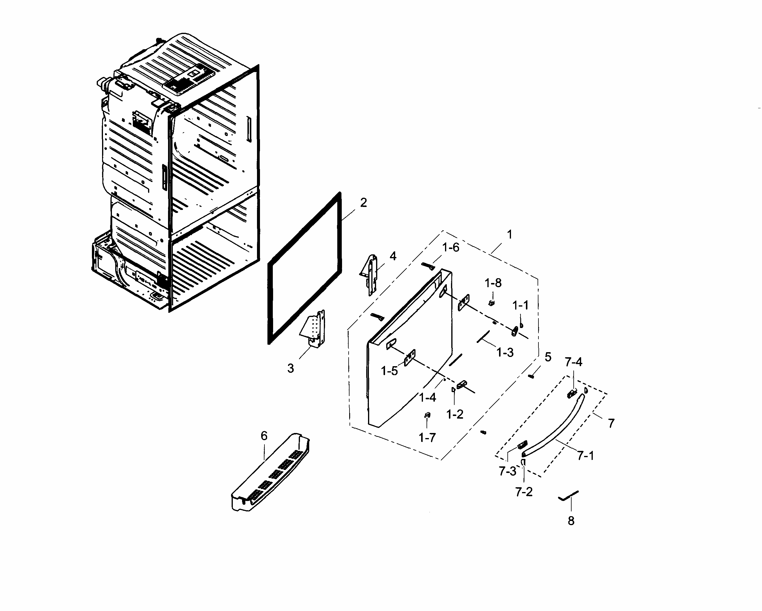 Freezer Door Diagram and Parts List for RF30HDEDTSR AA-0003 Samsung Refrigerator