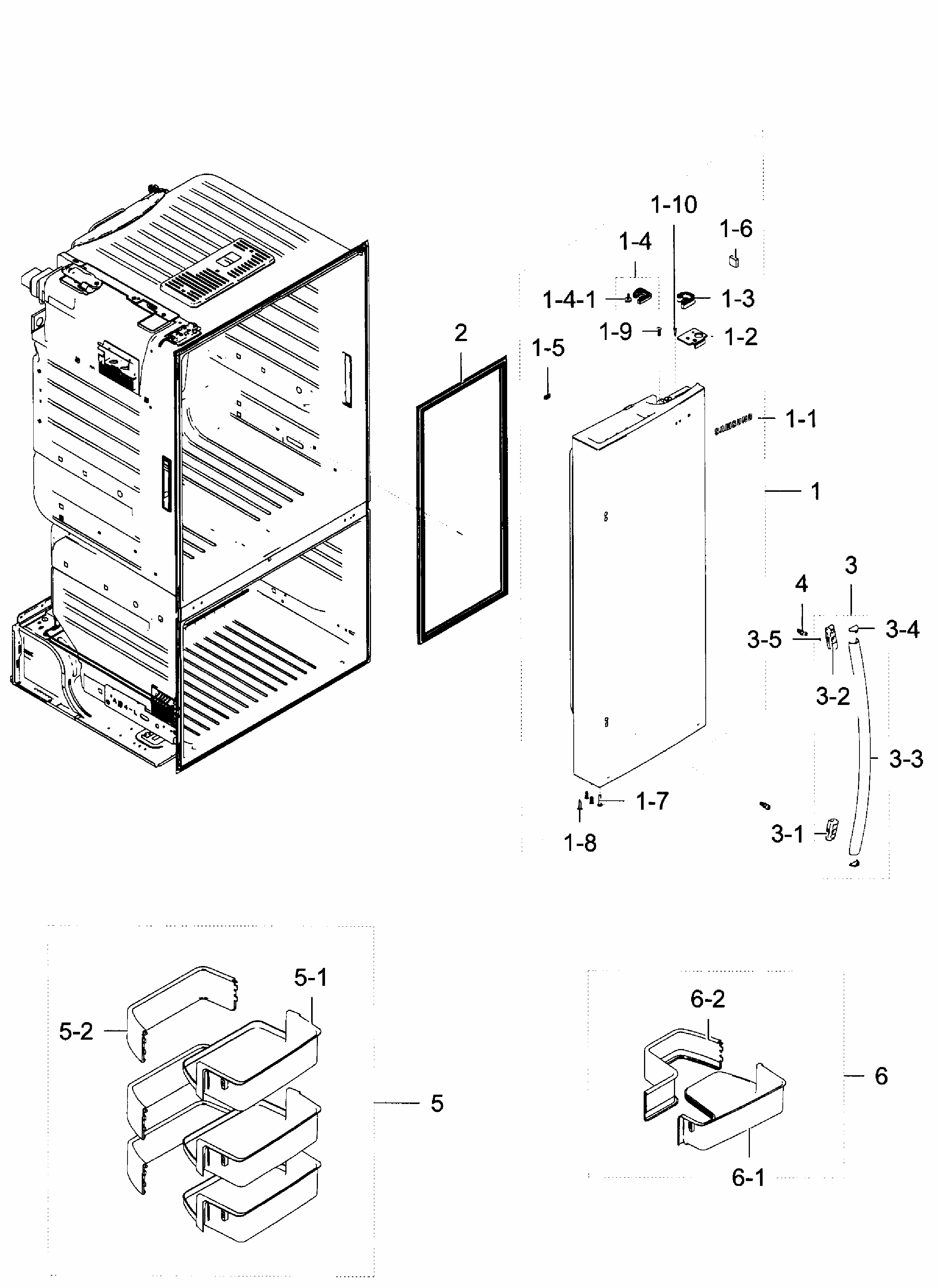 Right Door Diagram and Parts List for RF28HFEDBSR AA-0006 Samsung Refrigerator