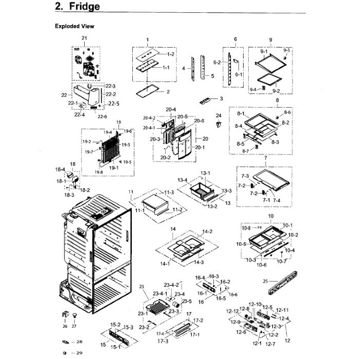 Fridge Diagram and Parts List for RF263BEAESP AA-04 Samsung Refrigerator