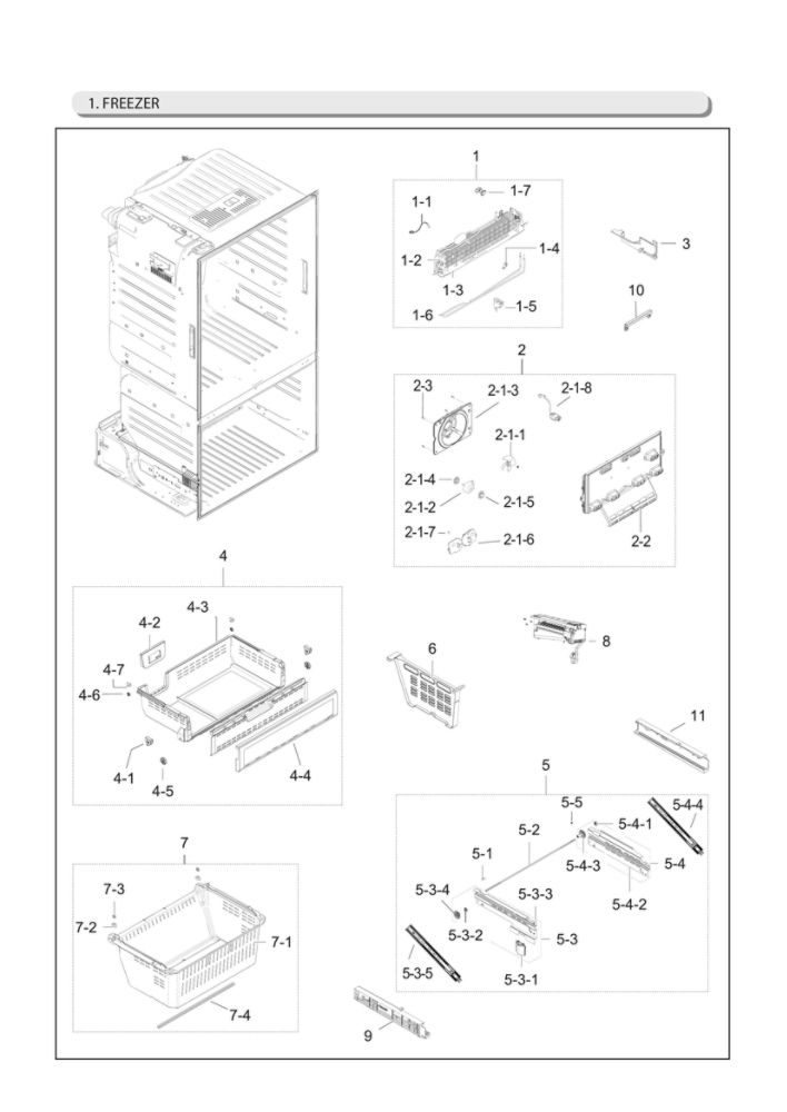 Freezer Parts Diagram and Parts List for RF28HFEDBSR AA-22 Samsung Refrigerator